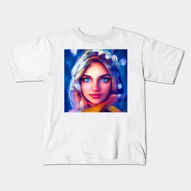 The mystery girl with blue eyes Kids T-Shirt by amithachapa